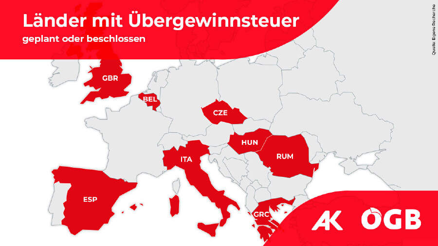 Karte: Länder mit Übergewinnsteuer