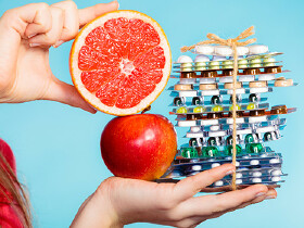 Schlankheitsmittel versus Obst © Voyagerix, Fotolia.com