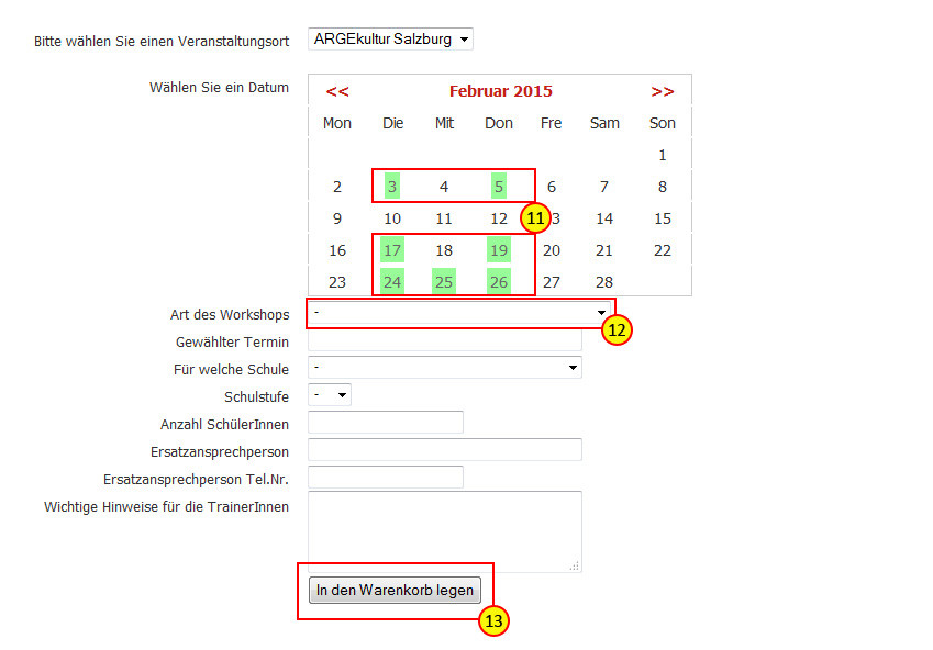 Anleitung zur Buchung