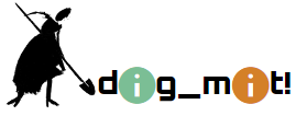 Person mit Kleid setzt mit Schaufel an dig_mit! Schriftzug an © LEFÖ dig_mit! Logo LEFÖ © LEFÖ