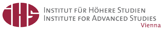 IHS in großen roten Buchstaben - daben Schriftzug: Institut für Höhere Studien, Institute for Advanced Studies Vienna © IHS IHS Logo © IHS