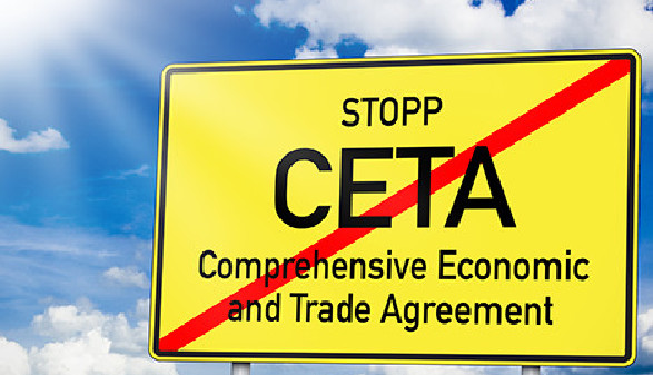 Verkehrsschild: Stopp CETA
