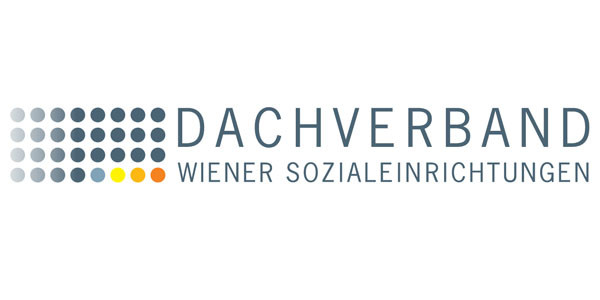 Dachverband Wiener Sozialeinrichtungen als Schriftzug mit grauen, gelben und orangen Punkten © Dachverband Wiener Sozialeinrichtungen Dachverband Wiener Sozialeinrichtungen Logo © Dachverband Wiener Sozialeinrichtungen