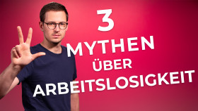 Thumbnail: Junger Mann hebt drei Finger. 3 Mythen über Arbeitslosigkeit.